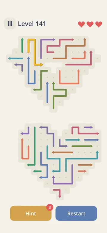 Level 141: arrows on two heart-shaped islands